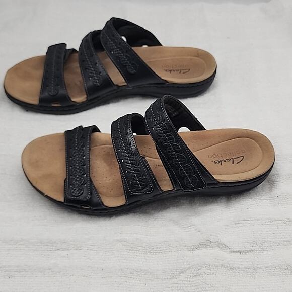 CLARKS COLLECTION LAURIEANN COVE BLACK LEATHER IMPORTED FROM MEXICO LADIES 9 GUC - Picture 8 of 16